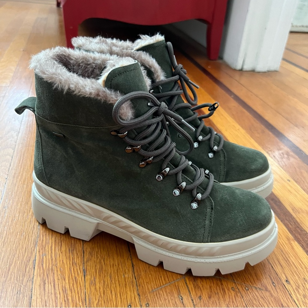 Ara Women's Montana Gore-Tex Waterproof Faux Fur Lined Boot Forest green NEW 7.5
